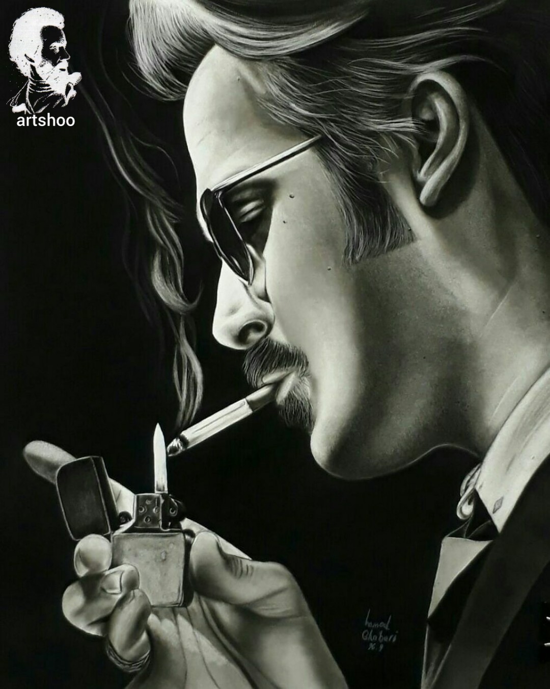 نقاشی سیاه قلم اورژینال هایپررئال